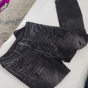 American Eagle Outfitters Black Distressed Skinny Jeans